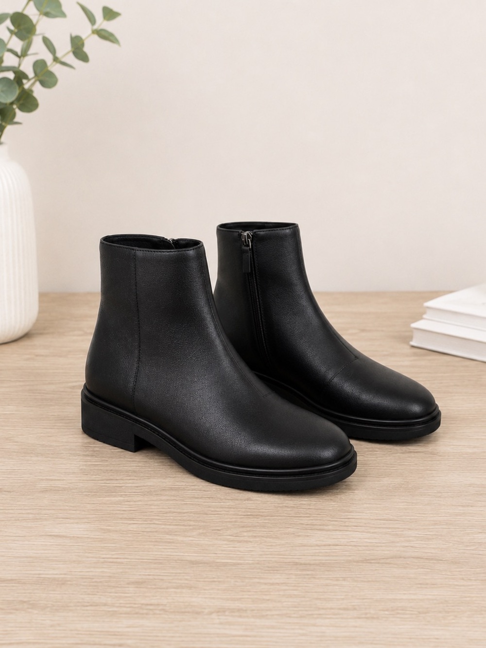 Eileen Fisher Nann Wedge Bootie Black Leather Size 10M New NWOB